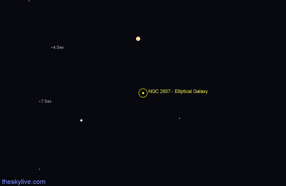 Finder chart NGC 2937 - Elliptical Galaxy in Hydra star