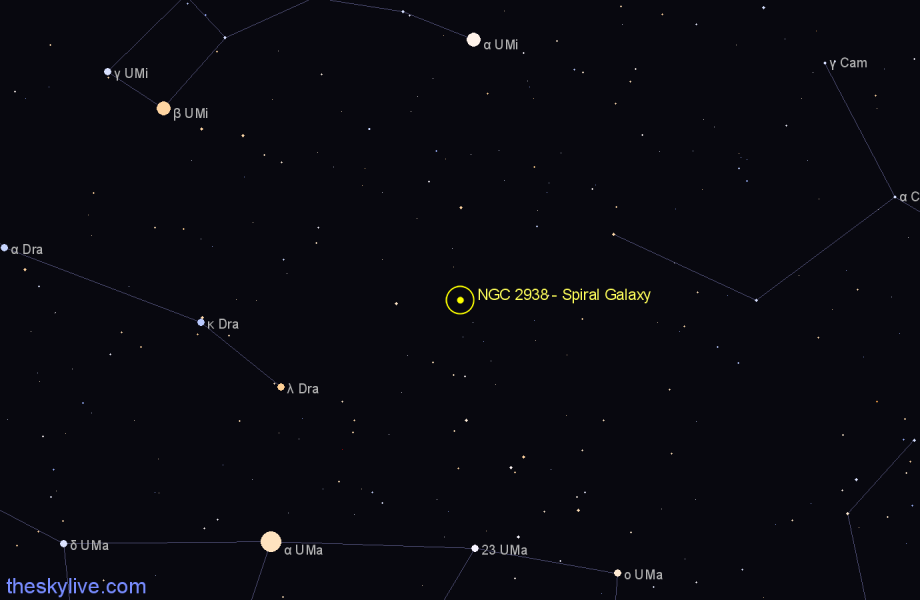 Finder chart NGC 2938 - Spiral Galaxy in Draco star