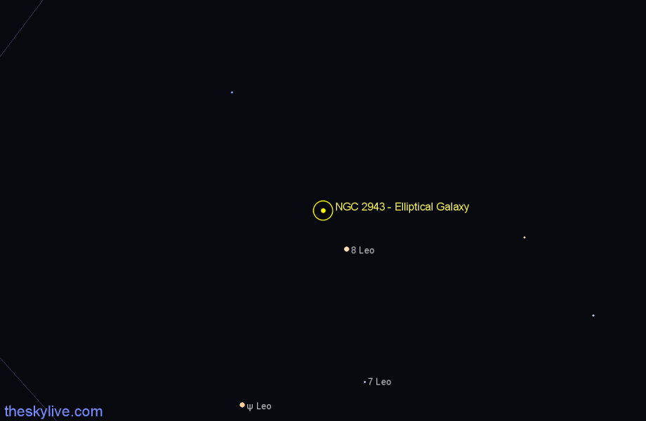 Finder chart NGC 2943 - Elliptical Galaxy in Leo star