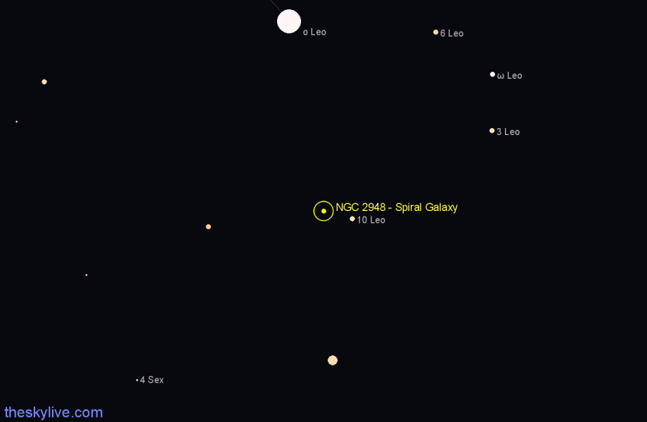 Finder chart NGC 2948 - Spiral Galaxy in Leo star