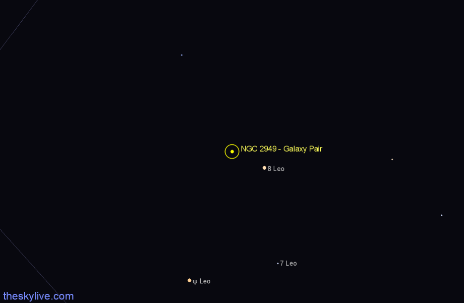 Finder chart NGC 2949 - Galaxy Pair in Leo star