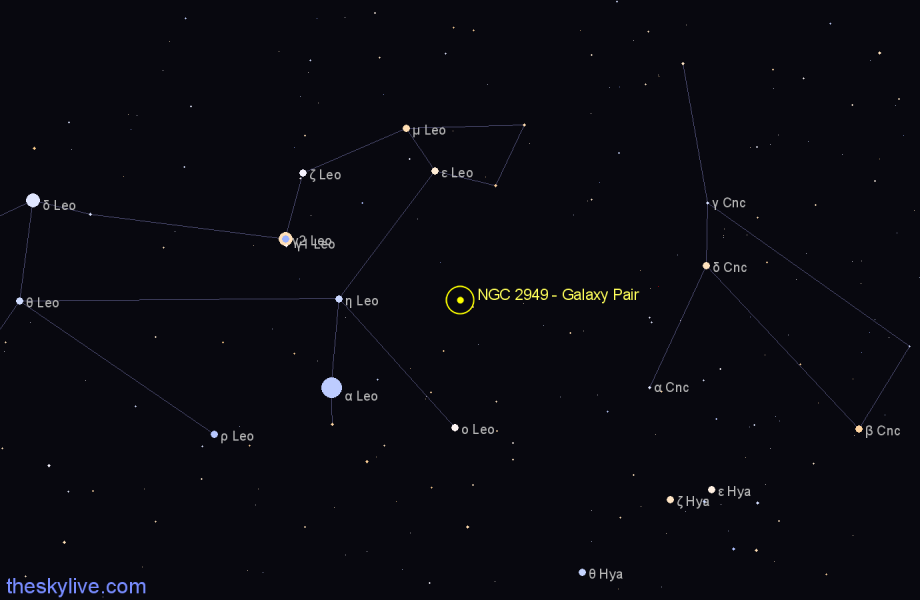 Finder chart NGC 2949 - Galaxy Pair in Leo star