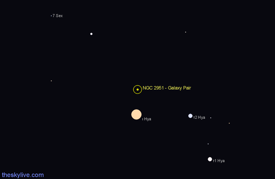 Finder chart NGC 2951 - Galaxy Pair in Hydra star