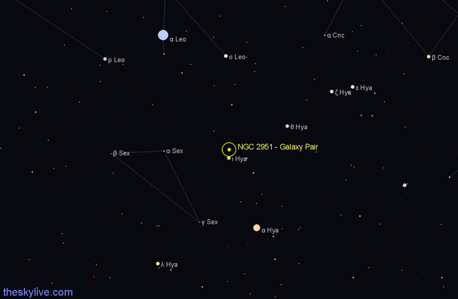 Finder chart NGC 2951 - Galaxy Pair in Hydra star