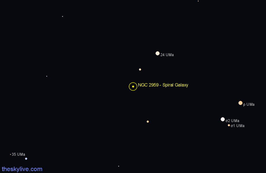 Finder chart NGC 2959 - Spiral Galaxy in Ursa Major star