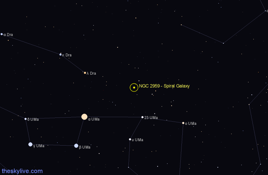 Finder chart NGC 2959 - Spiral Galaxy in Ursa Major star