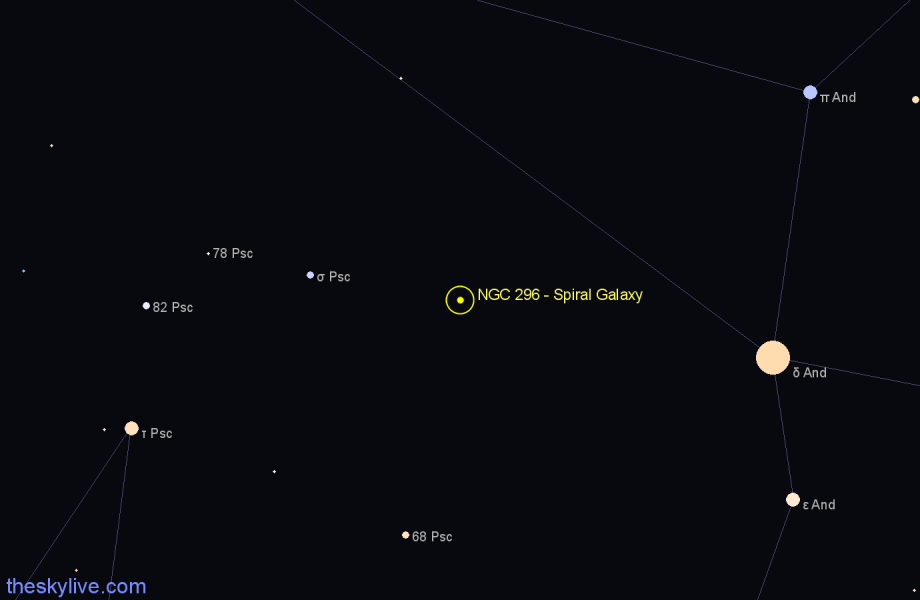 Finder chart NGC 296 - Spiral Galaxy in Pisces star