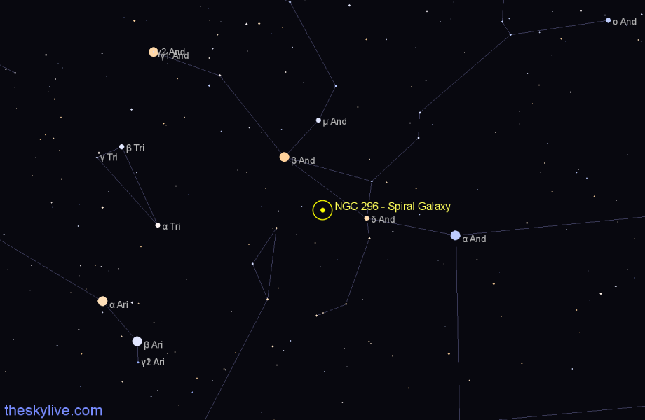 Finder chart NGC 296 - Spiral Galaxy in Pisces star