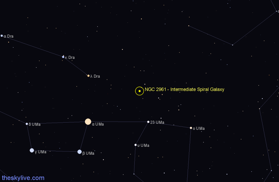 Finder chart NGC 2961 - Intermediate Spiral Galaxy in Ursa Major star