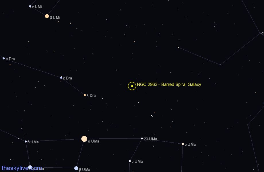 Finder chart NGC 2963 - Barred Spiral Galaxy in Ursa Major star