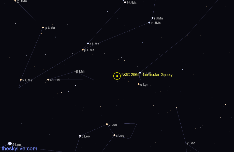 Finder chart NGC 2965 - Lenticular Galaxy in Leo Minor star