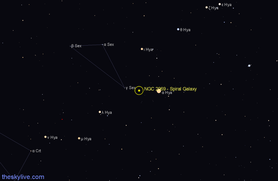 Finder chart NGC 2969 - Spiral Galaxy in Sextans star