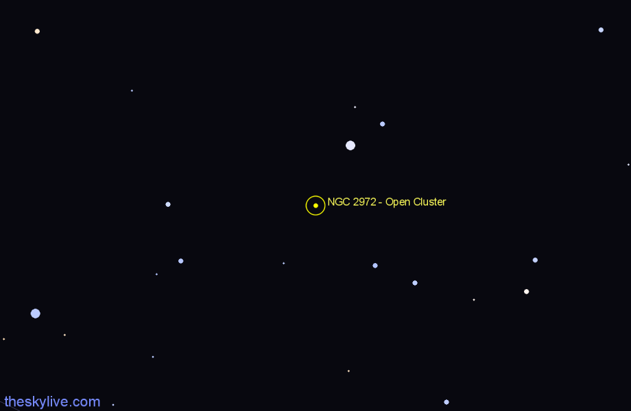 Finder chart NGC 2972 - Open Cluster in Vela star