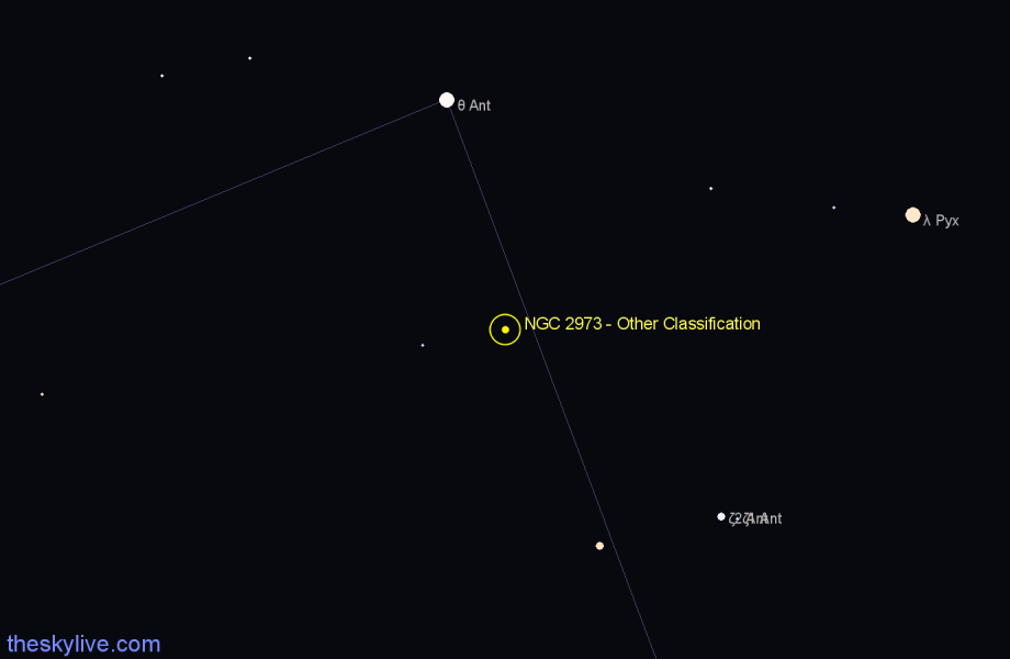 Finder chart NGC 2973 - Other Classification in Antlia star