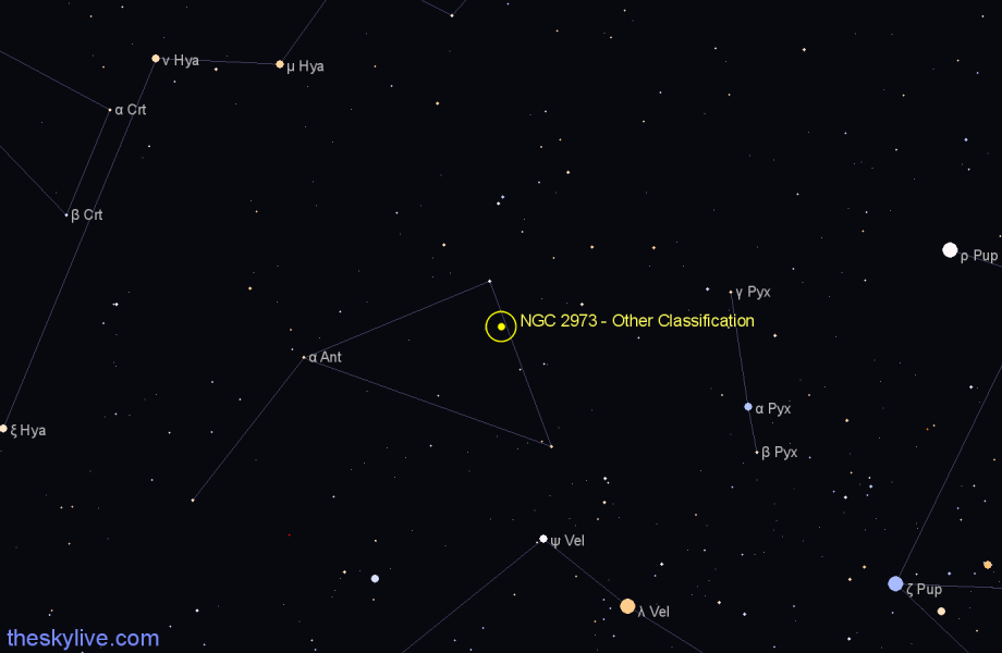 Finder chart NGC 2973 - Other Classification in Antlia star