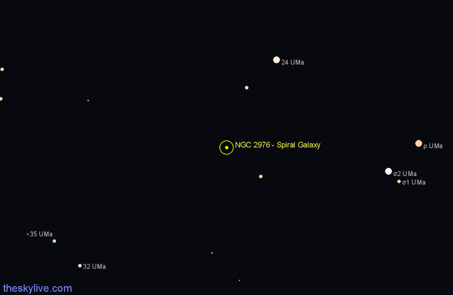 Finder chart NGC 2976 - Spiral Galaxy in Ursa Major star