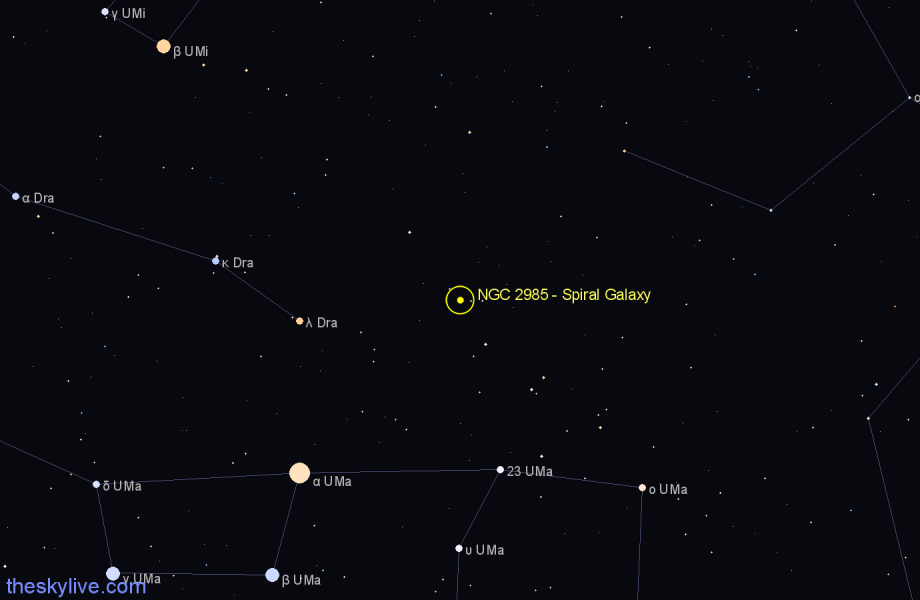 Finder chart NGC 2985 - Spiral Galaxy in Ursa Major star