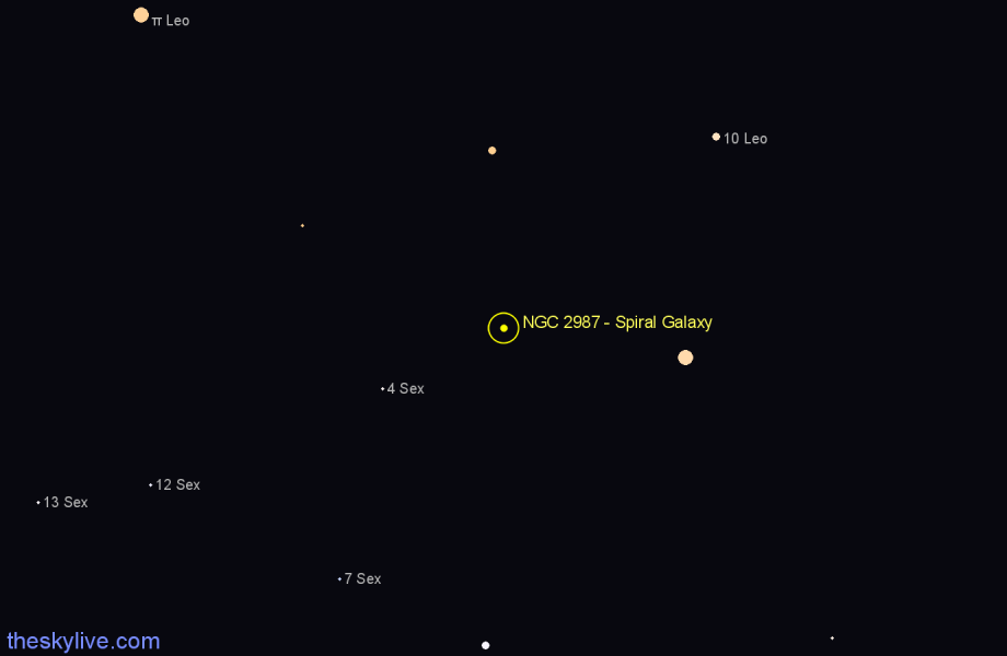 Finder chart NGC 2987 - Spiral Galaxy in Sextans star