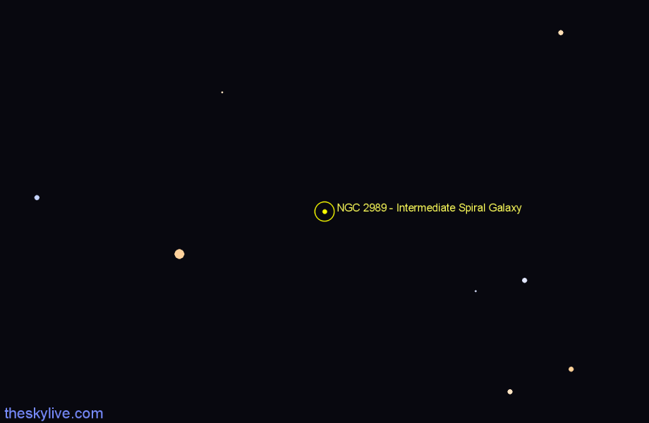 Finder chart NGC 2989 - Intermediate Spiral Galaxy in Hydra star