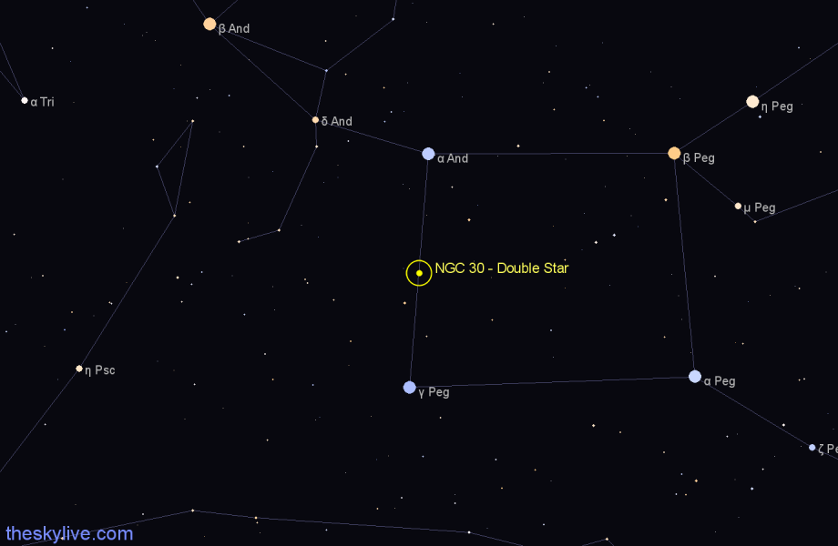 Finder chart NGC 30 - Double Star in Pegasus star