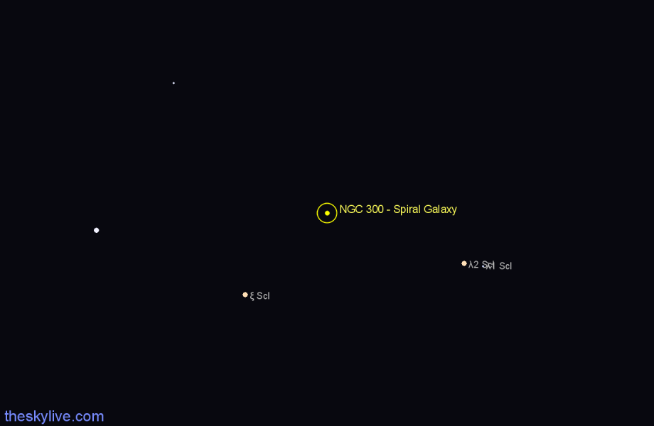 Finder chart NGC 300 - Spiral Galaxy in Sculptor star