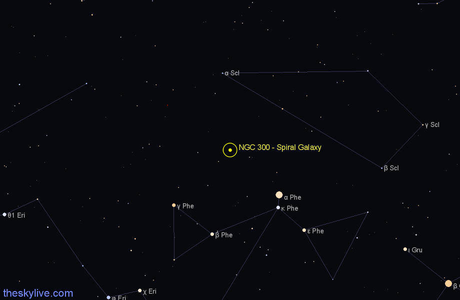Finder chart NGC 300 - Spiral Galaxy in Sculptor star
