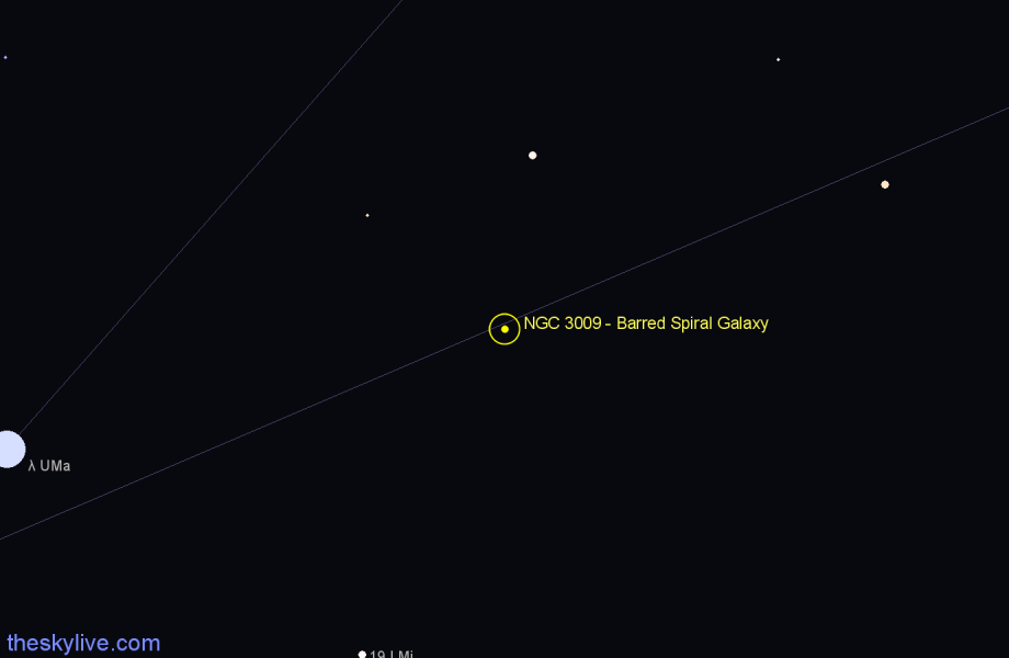 Finder chart NGC 3009 - Barred Spiral Galaxy in Ursa Major star