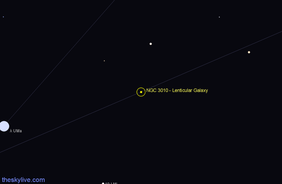 Finder chart NGC 3010 - Lenticular Galaxy in Ursa Major star