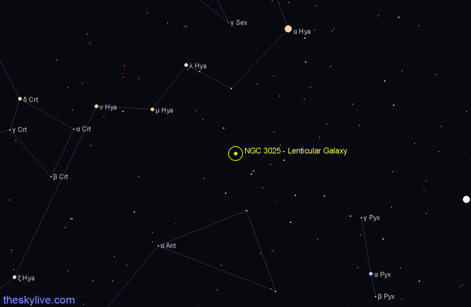 Finder chart NGC 3025 - Lenticular Galaxy in Hydra star