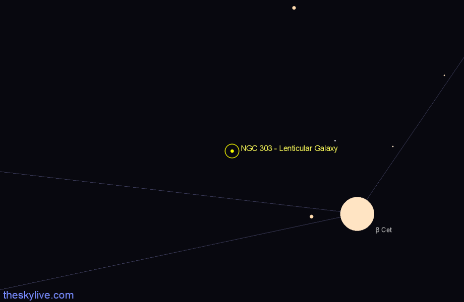 Finder chart NGC 303 - Lenticular Galaxy in Cetus star