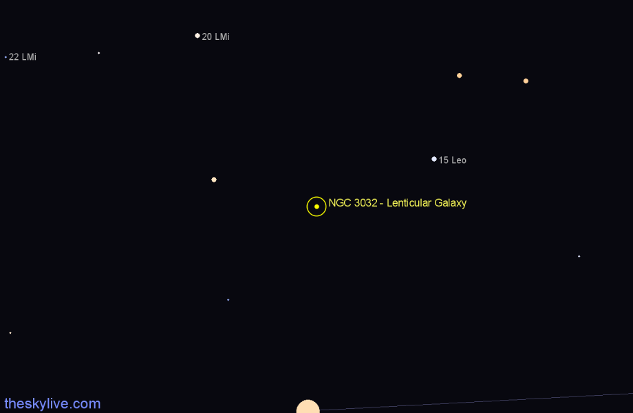 Finder chart NGC 3032 - Lenticular Galaxy in Leo star