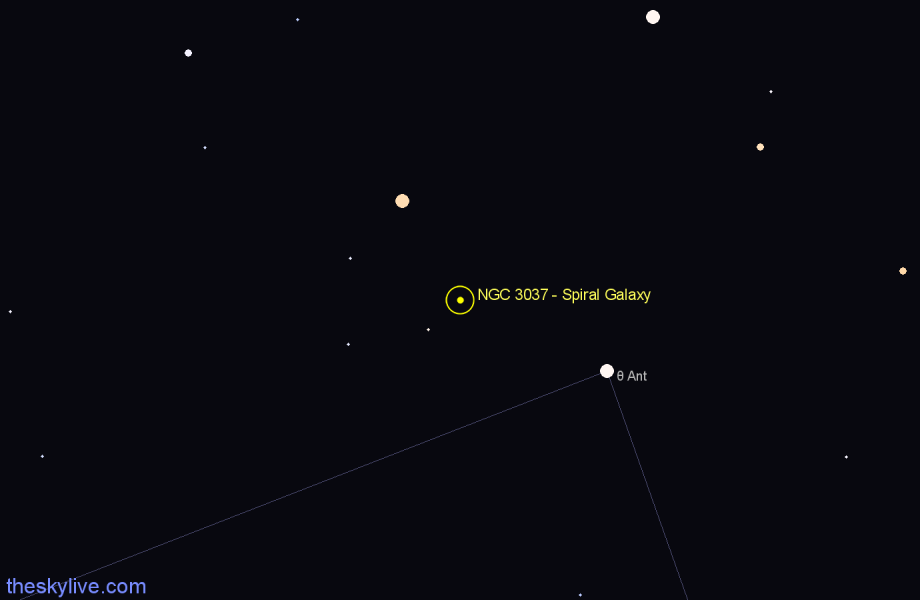 Finder chart NGC 3037 - Spiral Galaxy in Antlia star