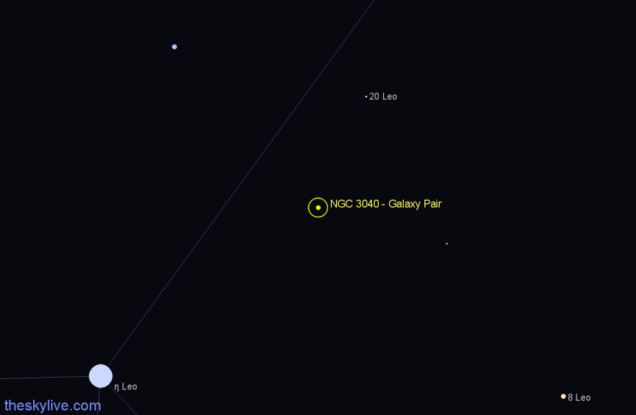 Finder chart NGC 3040 - Galaxy Pair in Leo star