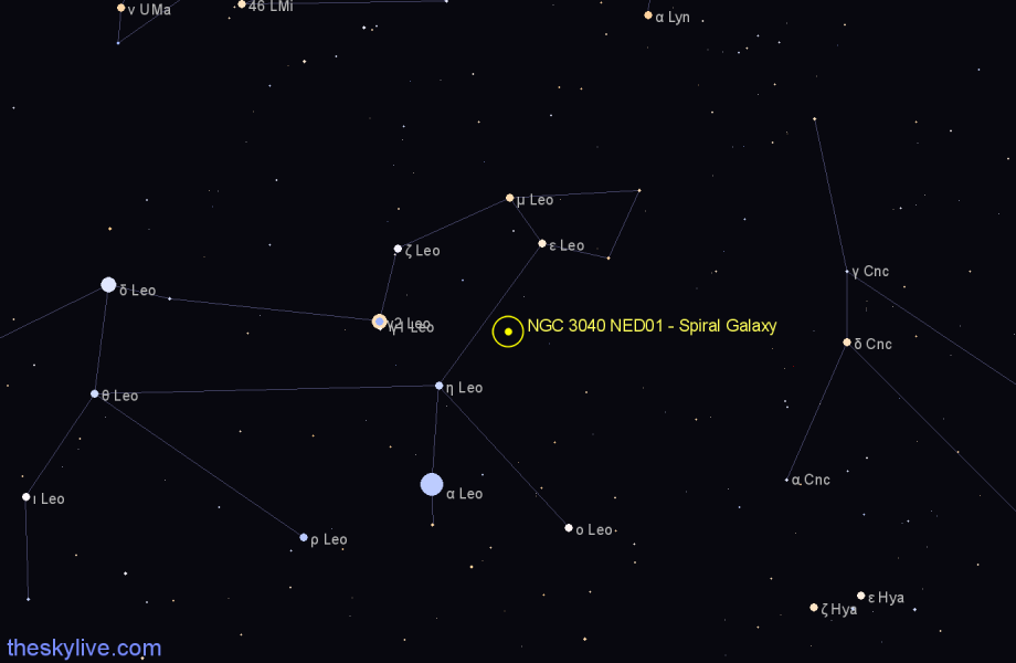 Finder chart NGC 3040 NED01 - Spiral Galaxy in Leo star