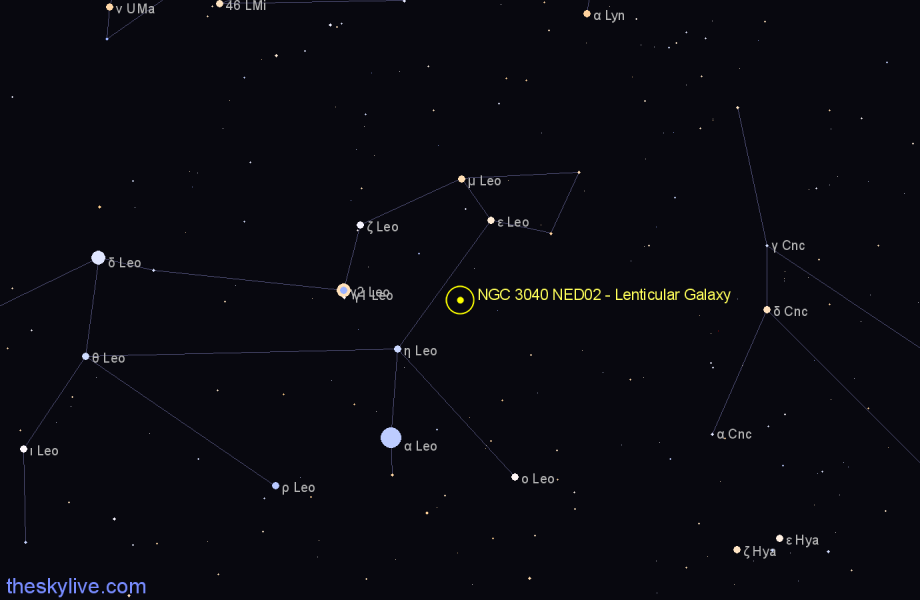 Finder chart NGC 3040 NED02 - Lenticular Galaxy in Leo star