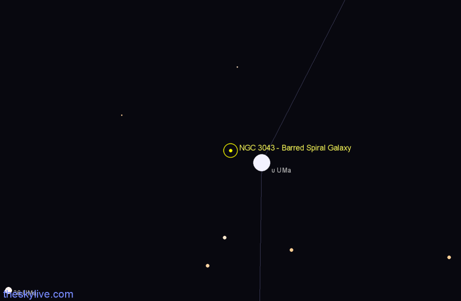 Finder chart NGC 3043 - Barred Spiral Galaxy in Ursa Major star