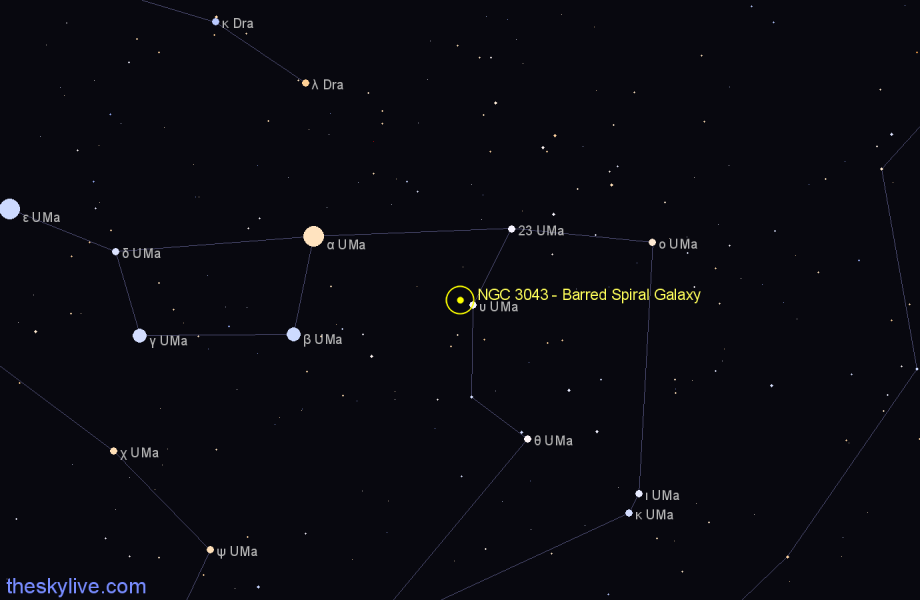 Finder chart NGC 3043 - Barred Spiral Galaxy in Ursa Major star