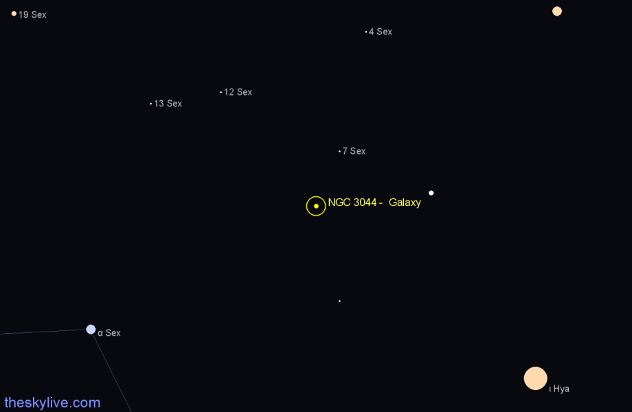 Finder chart NGC 3044 - Galaxy in Sextans star