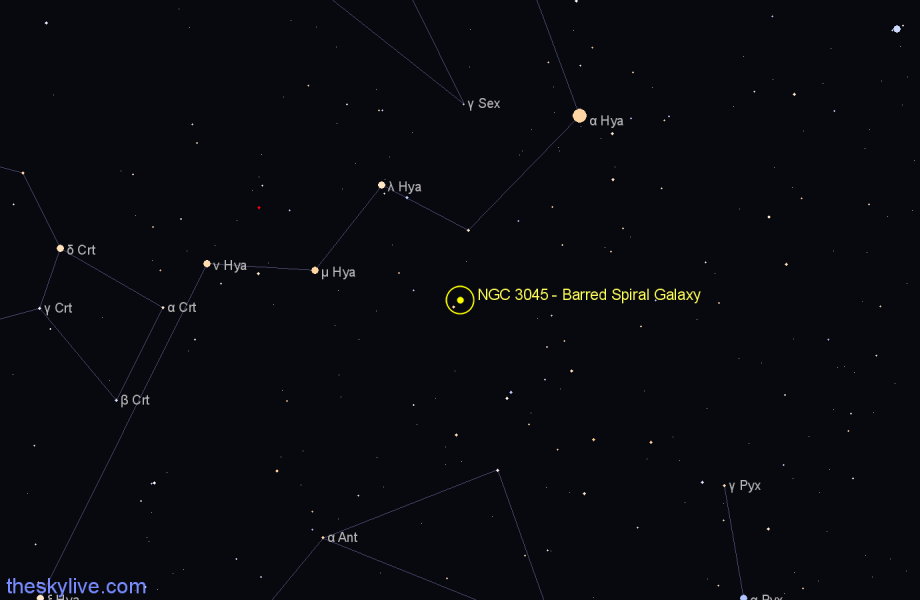 Finder chart NGC 3045 - Barred Spiral Galaxy in Hydra star