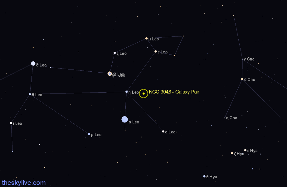 Finder chart NGC 3048 - Galaxy Pair in Leo star