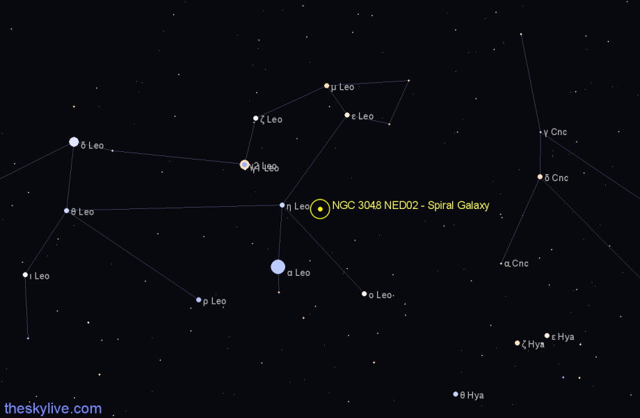 Finder chart NGC 3048 NED02 - Spiral Galaxy in Leo star