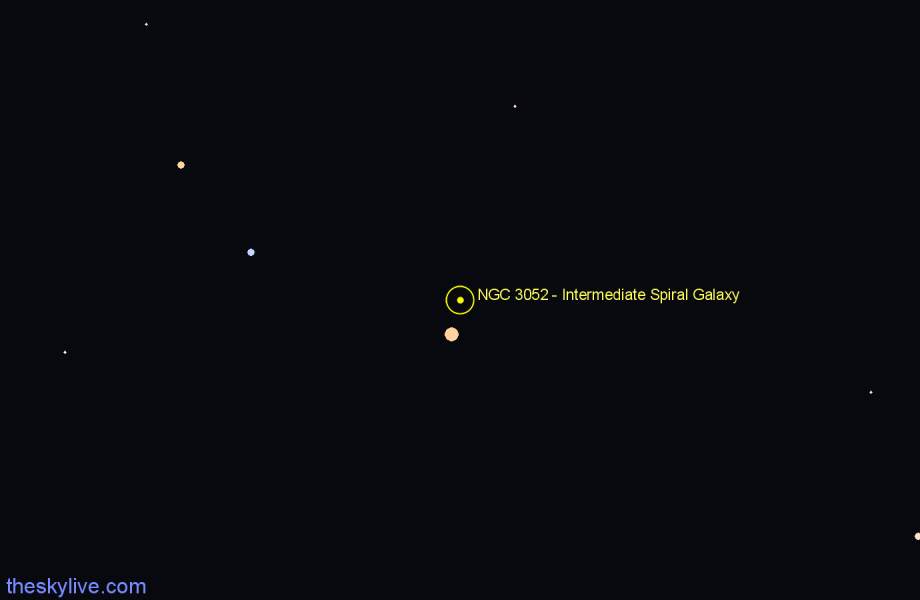 Finder chart NGC 3052 - Intermediate Spiral Galaxy in Hydra star