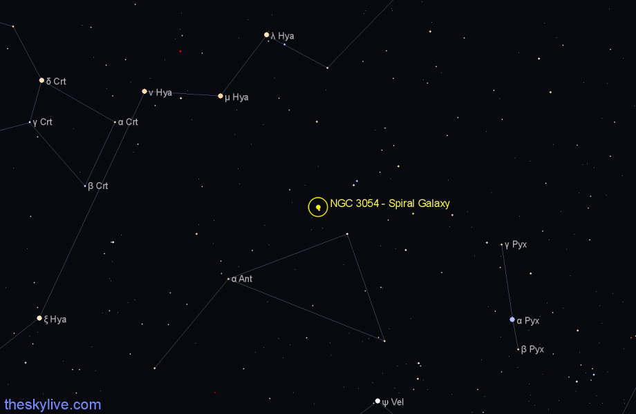 Finder chart NGC 3054 - Spiral Galaxy in Hydra star