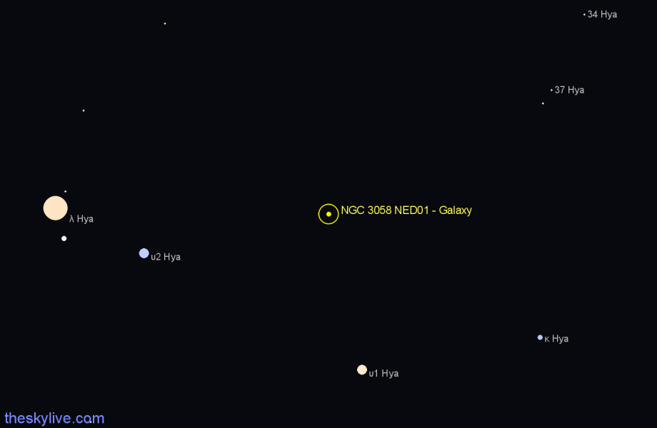 Finder chart NGC 3058 NED01 - Galaxy in Hydra star