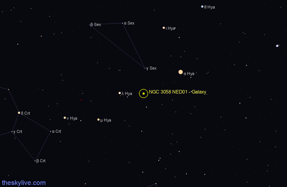 Finder chart NGC 3058 NED01 - Galaxy in Hydra star