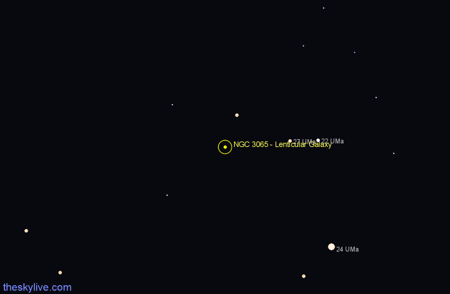 Finder chart NGC 3065 - Lenticular Galaxy in Ursa Major star