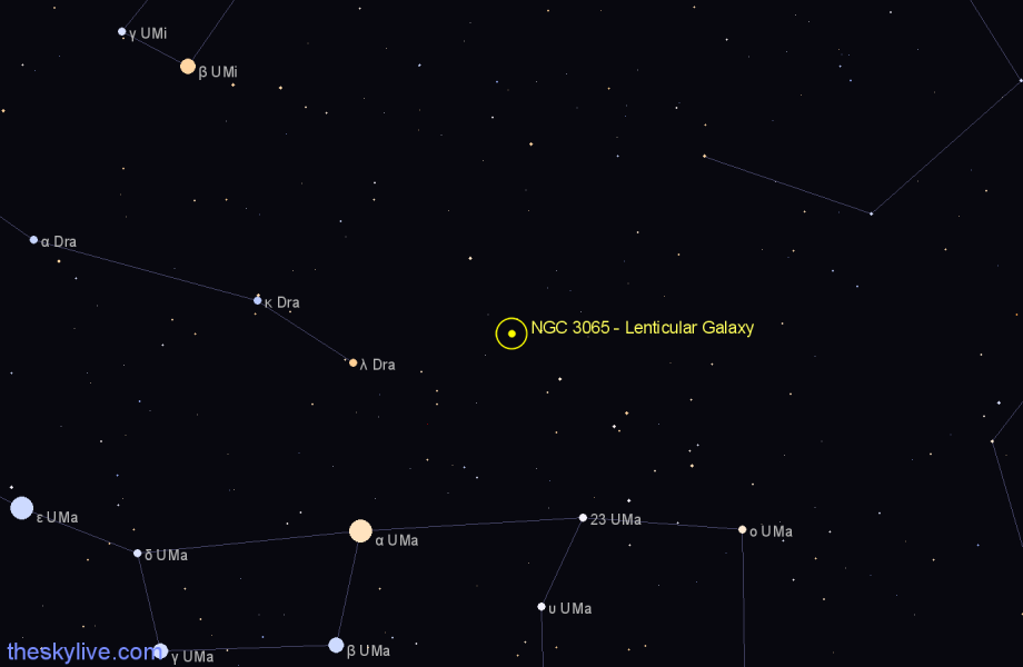 Finder chart NGC 3065 - Lenticular Galaxy in Ursa Major star