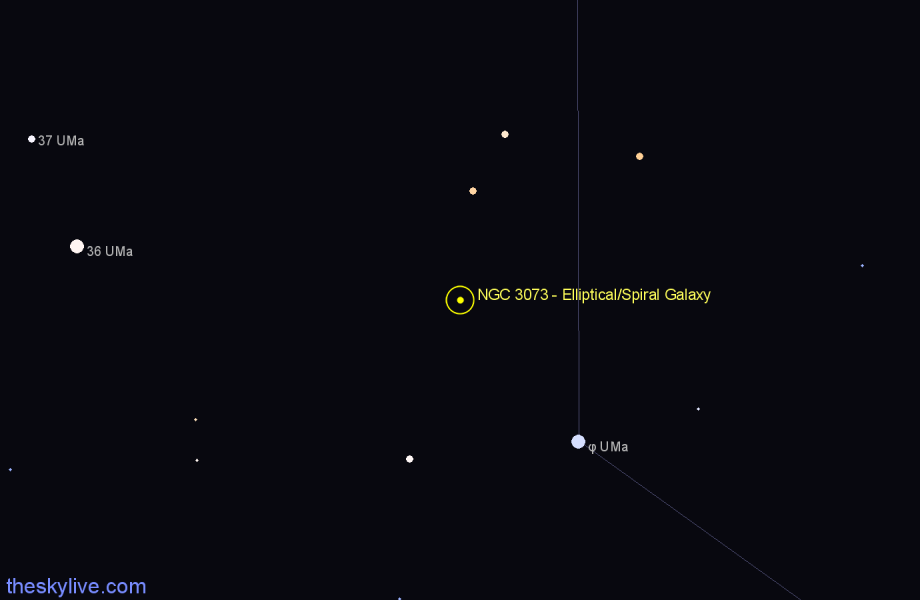 Finder chart NGC 3073 - Elliptical/Spiral Galaxy in Ursa Major star