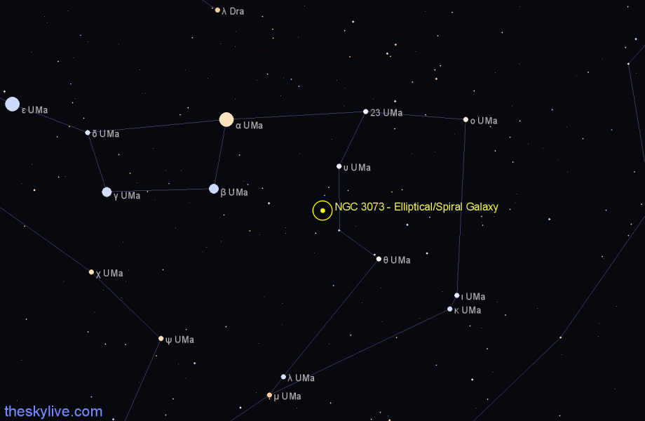 Finder chart NGC 3073 - Elliptical/Spiral Galaxy in Ursa Major star