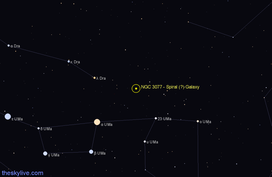 Finder chart NGC 3077 - Spiral (?) Galaxy in Ursa Major star